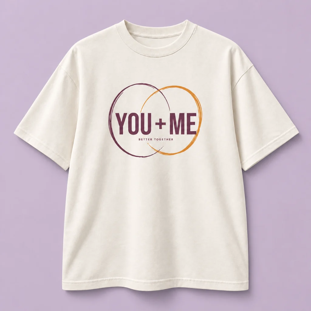 YOU + ME 커플 프린트 생성형 목업